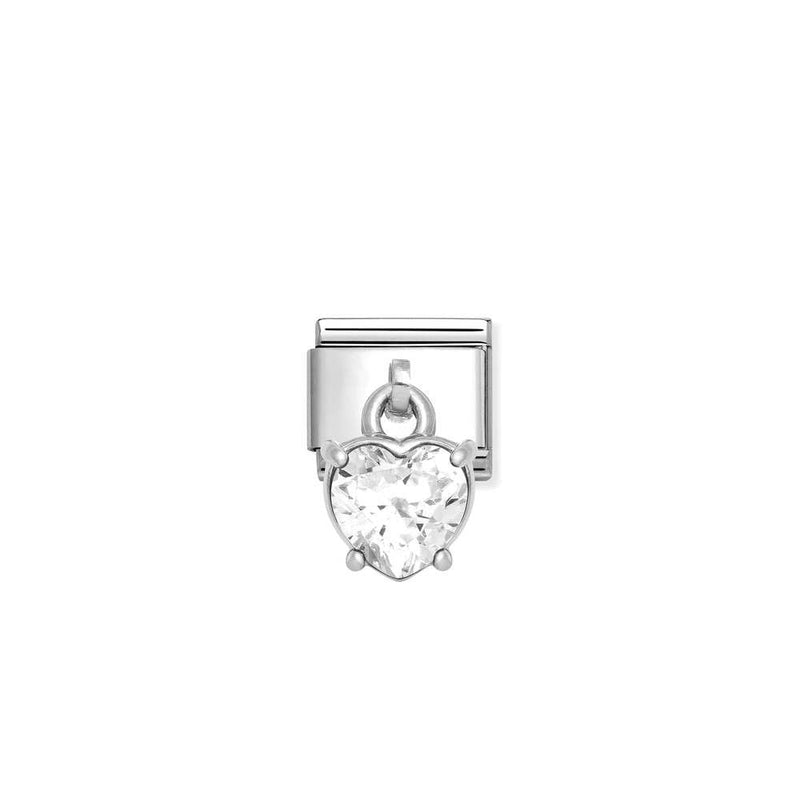 Composable Classic CHARMS CUBIC ZIRCONIA steel, 925 sterling silver 12 White heart