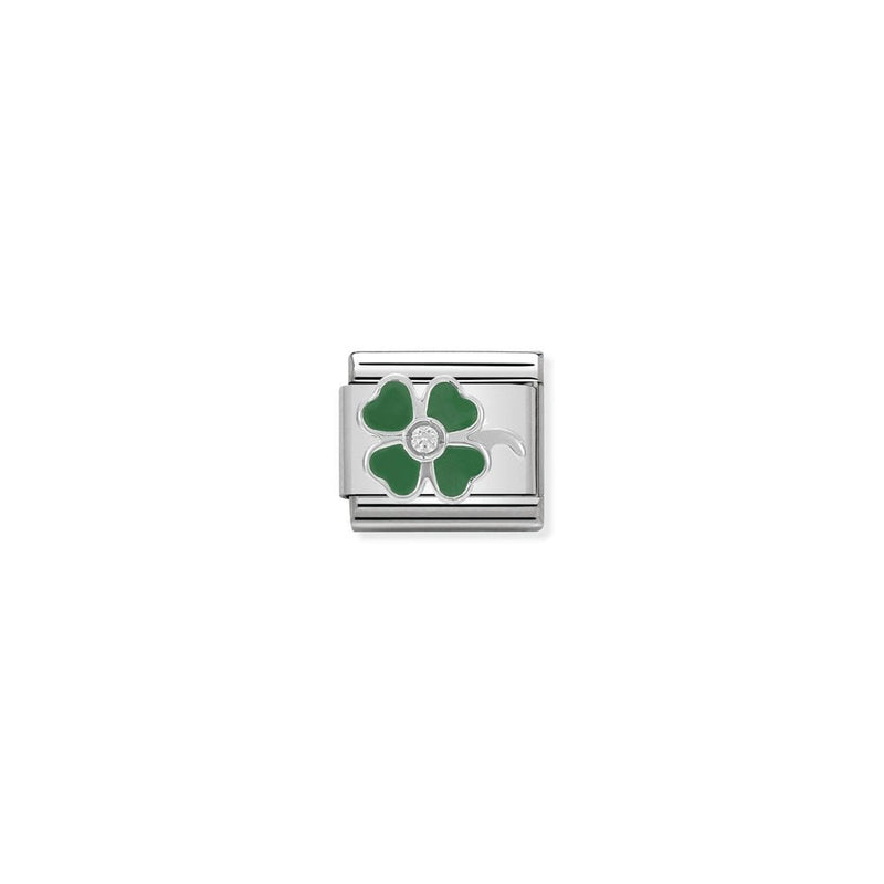 Composable CL SIMBOLS stainless steel, enamel, 1 Cub, Zirc and 925 sterling silver 13 GREEN clover
