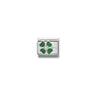 Composable CL SIMBOLS stainless steel, enamel, 1 Cub, Zirc and 925 sterling silver 13 GREEN clover