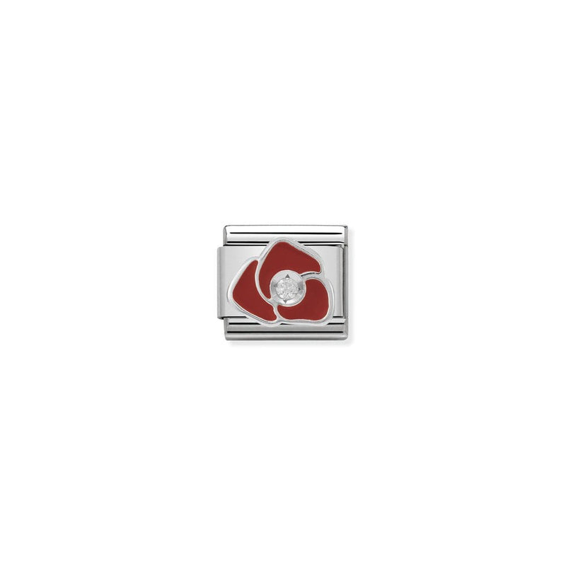 Composable CL SIMBOLS stainless steel, enamel, 1 Cub, Zirc and 925 sterling silver 05 RED rose