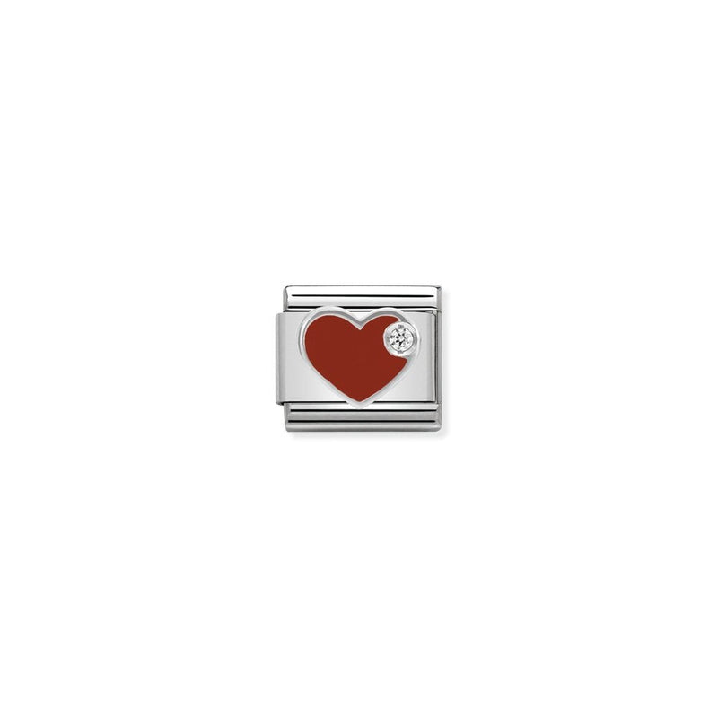 Composable CL SIMBOLS stainless steel, enamel, 1 Cub, Zirc and 925 sterling silver 01 RED heart