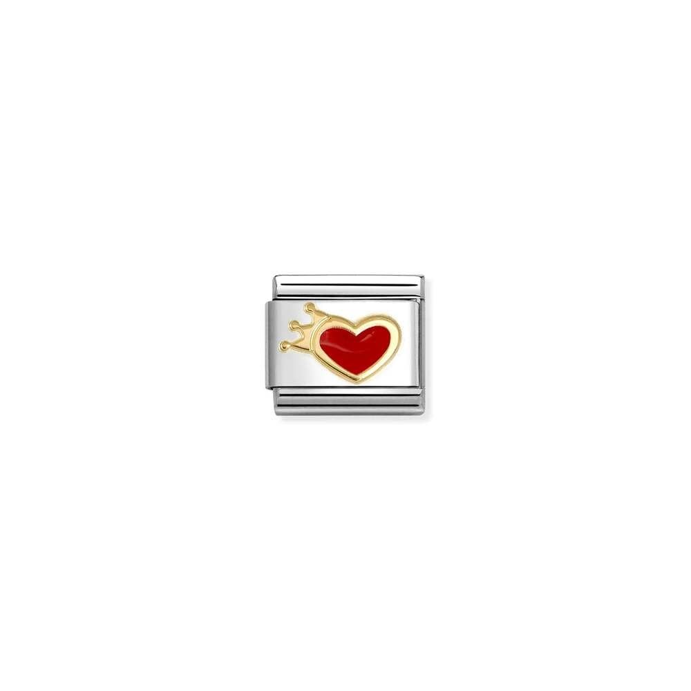 COMPOSABLE Classic LOVE in stainless steel with enamel and bonded yellow gold 54 RED heart with crown