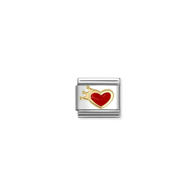 COMPOSABLE Classic LOVE in stainless steel with enamel and bonded yellow gold 54 RED heart with crown