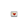 COMPOSABLE Classic LOVE in stainless steel with enamel and bonded yellow gold 54 RED heart with crown