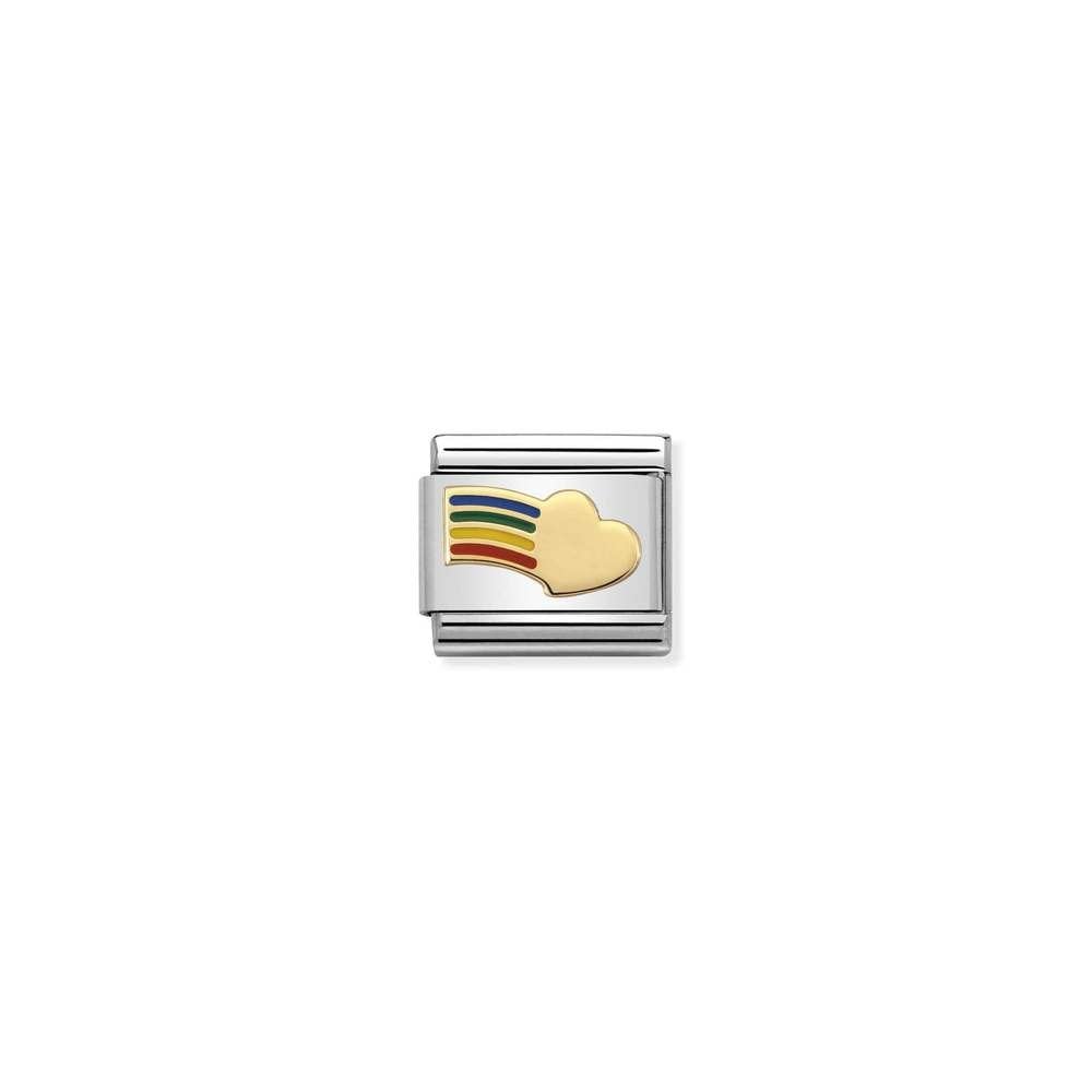Composable Classic LOVE 2 stainless steel, enamel and bonded yellow gold 12 Rainbow heart