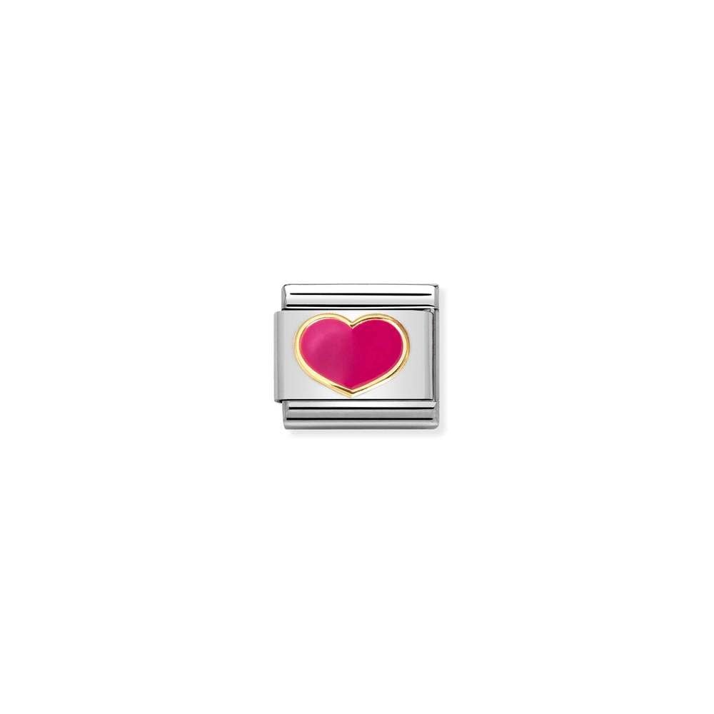 Composable Classic LOVE 2 stainless steel, enamel and bonded yellow gold 24 FUCHSIA Heart