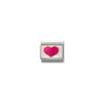 Composable Classic LOVE 2 stainless steel, enamel and bonded yellow gold 24 FUCHSIA Heart