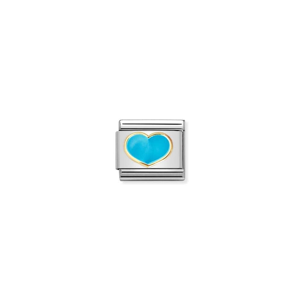Composable Classic LOVE 2 stainless steel, enamel and bonded yellow gold 25 TURQUOISE heart