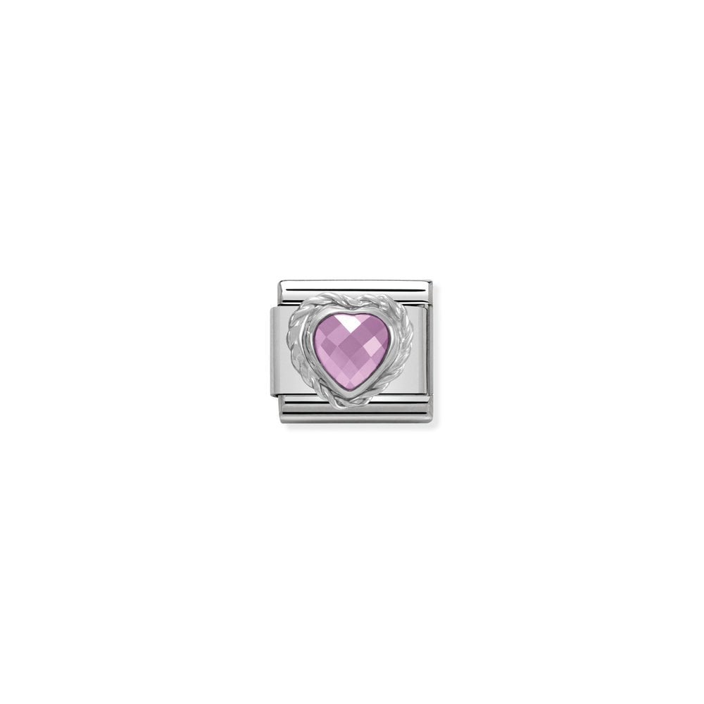 Comp, CL HEART FACETED CZ in stainless steel E 925 sterling silver twisted setting 003 Rose