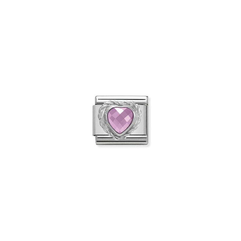 Comp, CL HEART FACETED CZ in stainless steel E 925 sterling silver twisted setting 003 Rose