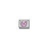 Comp, CL HEART FACETED CZ in stainless steel E 925 sterling silver twisted setting 003 Rose
