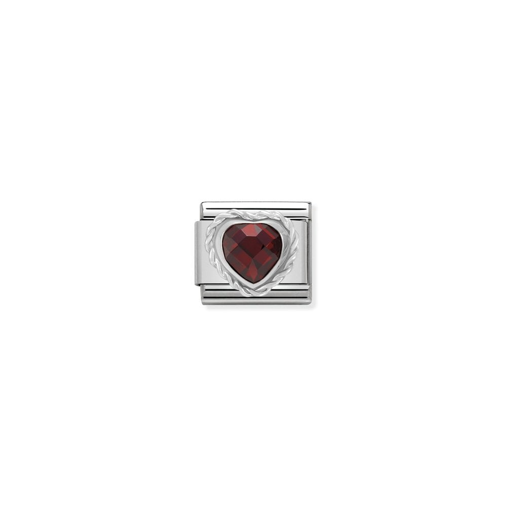 Comp, CL HEART FACETED CZ in stainless steel E 925 sterling silver twisted setting 005 RED