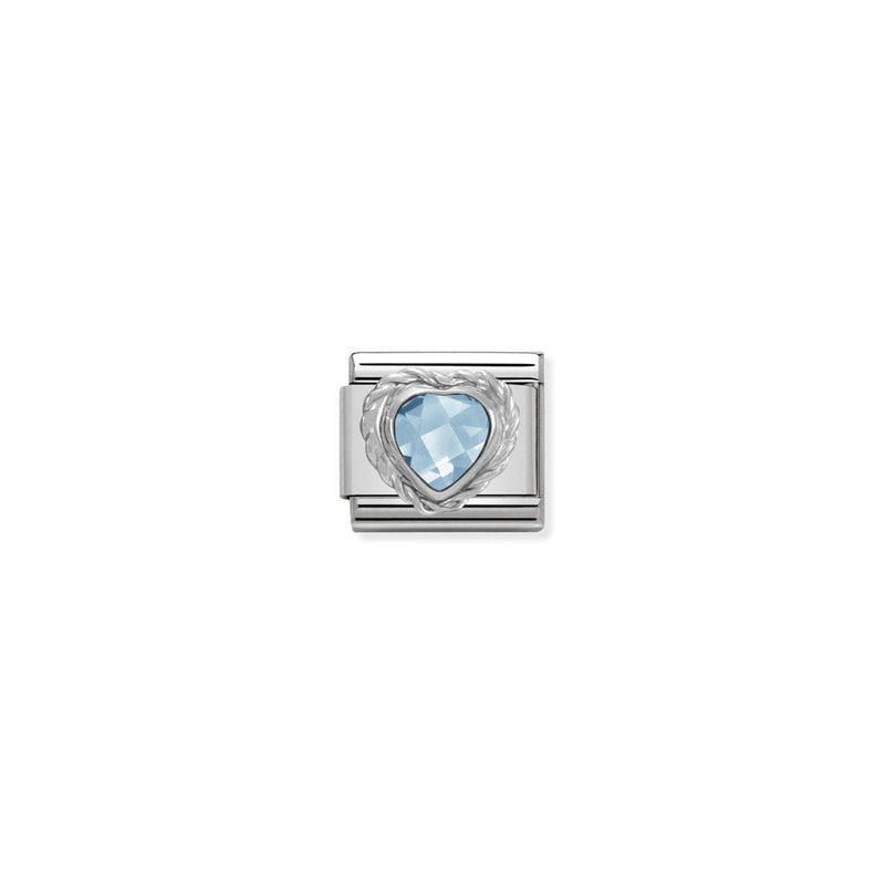 Comp, CL HEART FACETED CZ in stainless steel E 925 sterling silver twisted setting 006 LIGHT BLUE