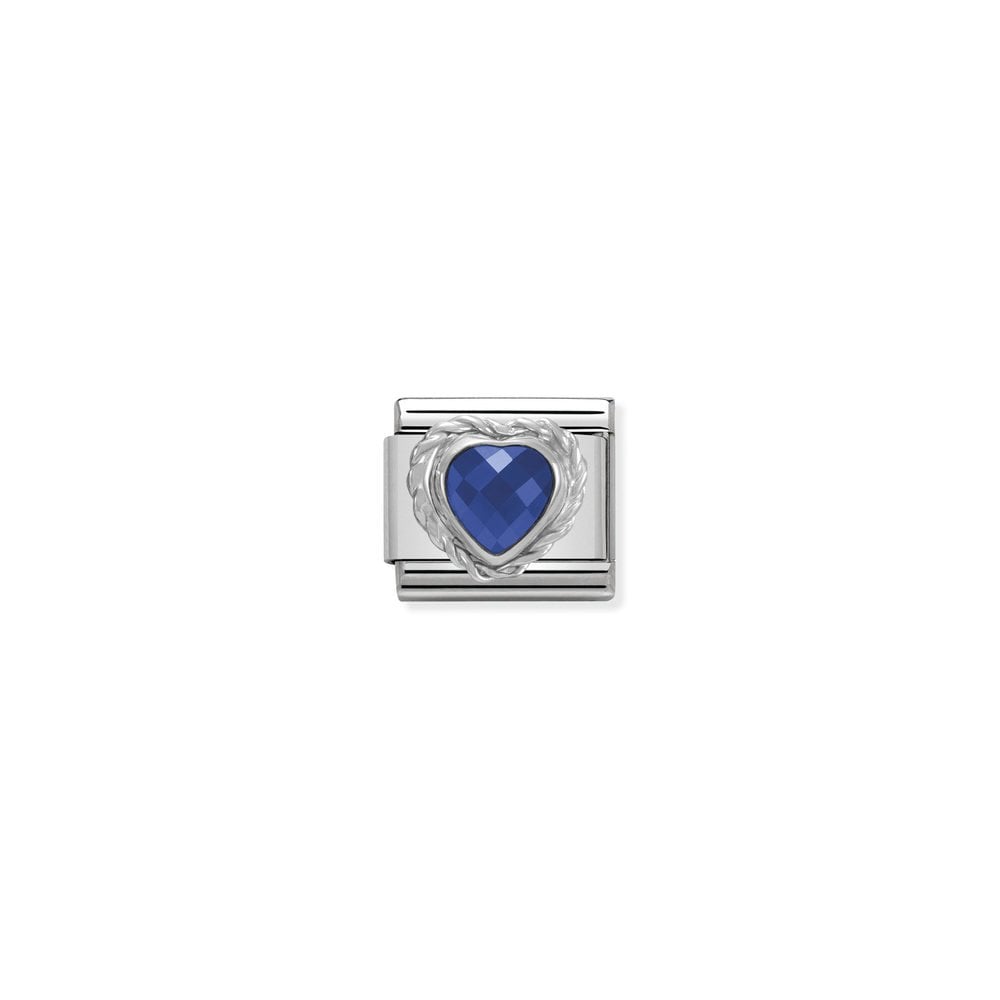 Comp, CL HEART FACETED CZ in stainless steel E 925 sterling silver twisted setting 007 BLUE