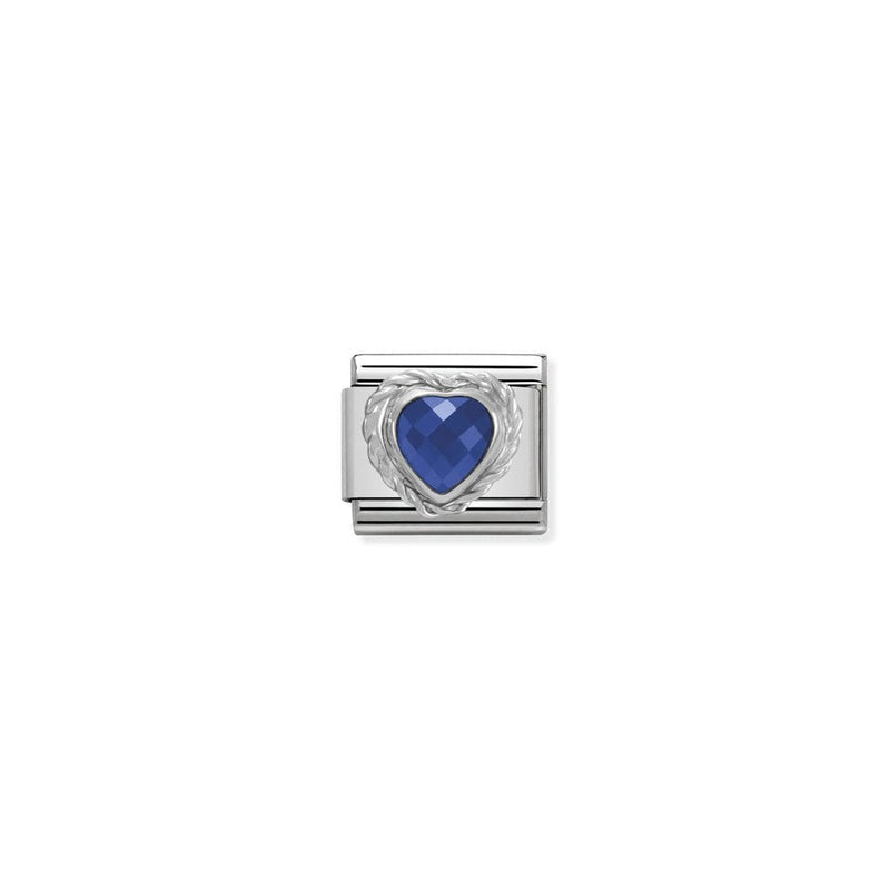 Comp, CL HEART FACETED CZ in stainless steel E 925 sterling silver twisted setting 007 BLUE