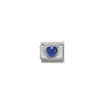 Comp, CL HEART FACETED CZ in stainless steel E 925 sterling silver twisted setting 007 BLUE