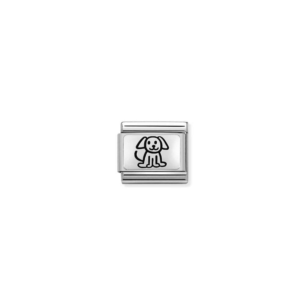 Composable Classic OXYDISED PLATES 2 in steel and 925 sterling silver 52 Family dog