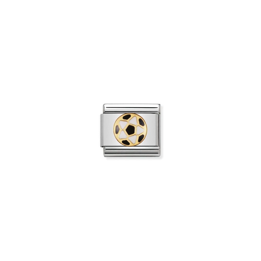 COMPOSABLE Classic ITALIAN FOOTBALL in stainless steel with enamel and bonded yellow gold 17 BLACKWHITE Ball
