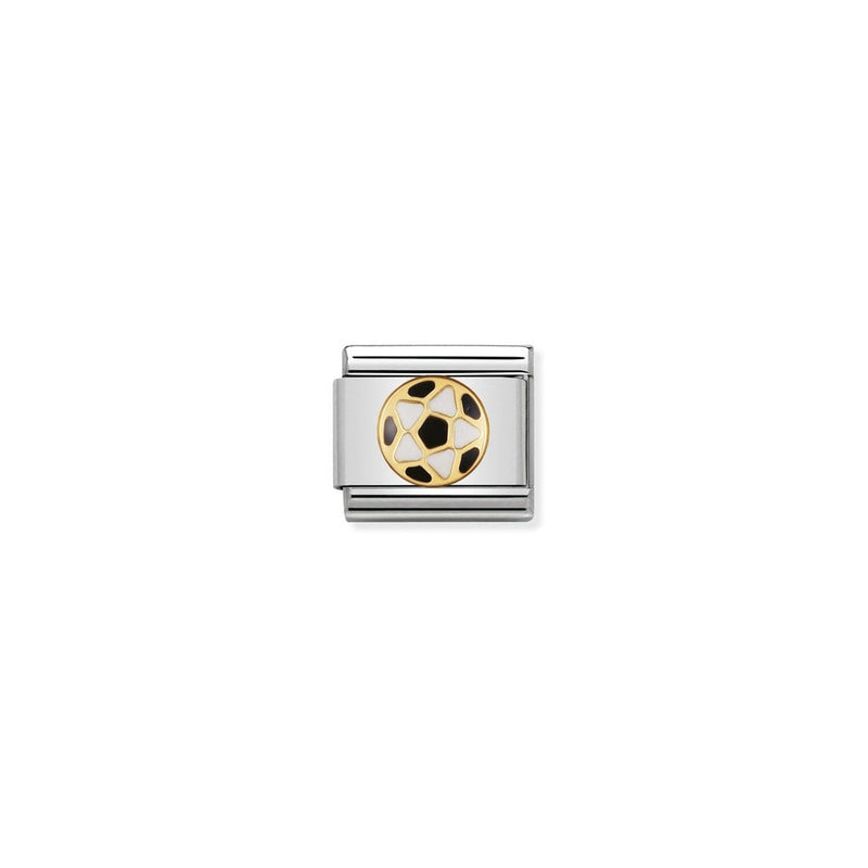 COMPOSABLE Classic ITALIAN FOOTBALL in stainless steel with enamel and bonded yellow gold 17 BLACKWHITE Ball