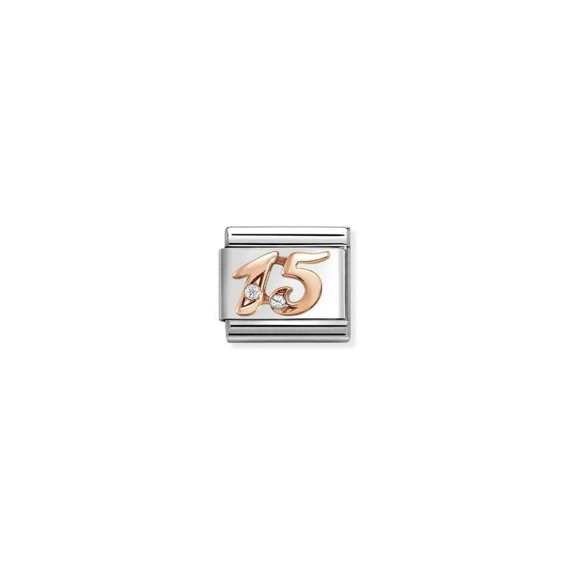 Composable Classic NUMBERS steel, zircon and 9k rose gold 15 15