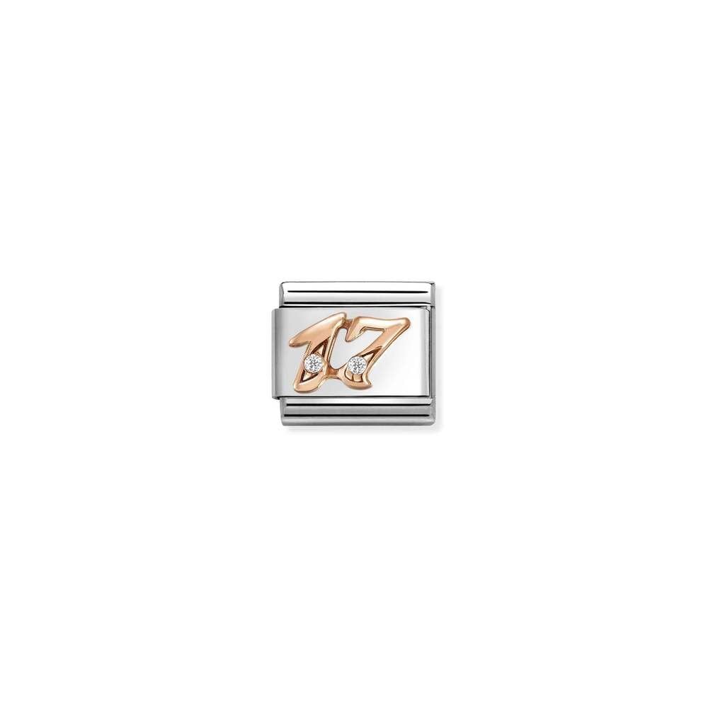 Composable Classic NUMBERS steel, zircon and 9k rose gold 17 17