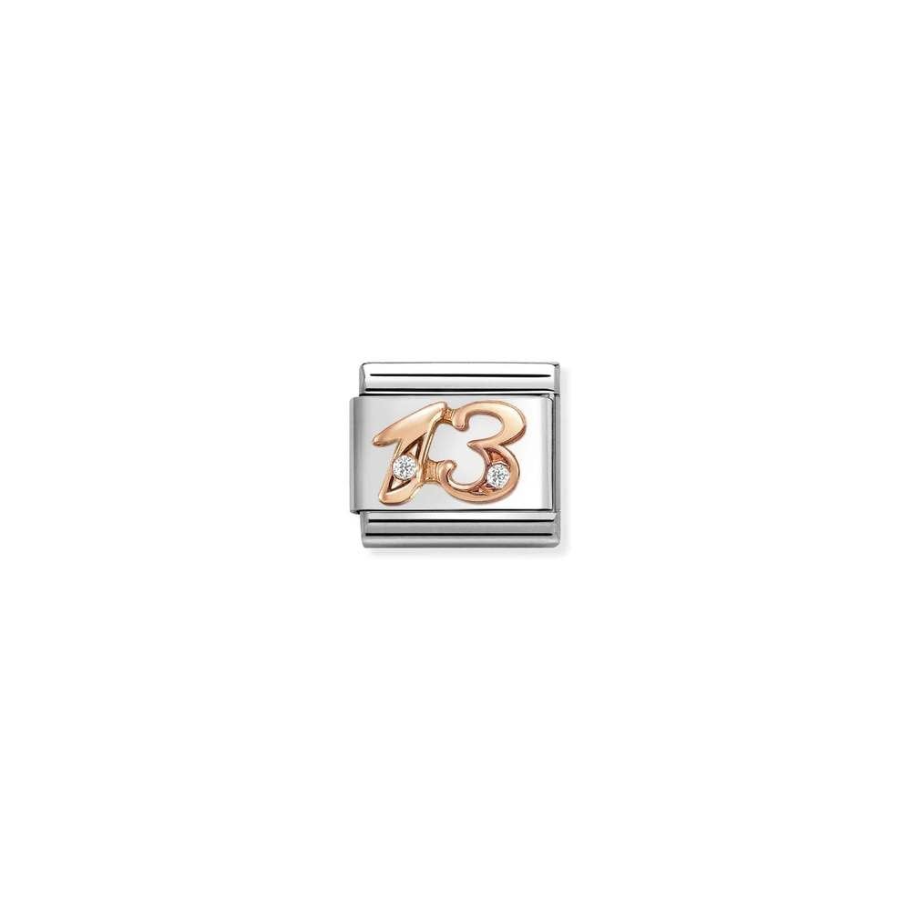 Composable Classic NUMBERS steel, zircon and 9k rose gold 13 13