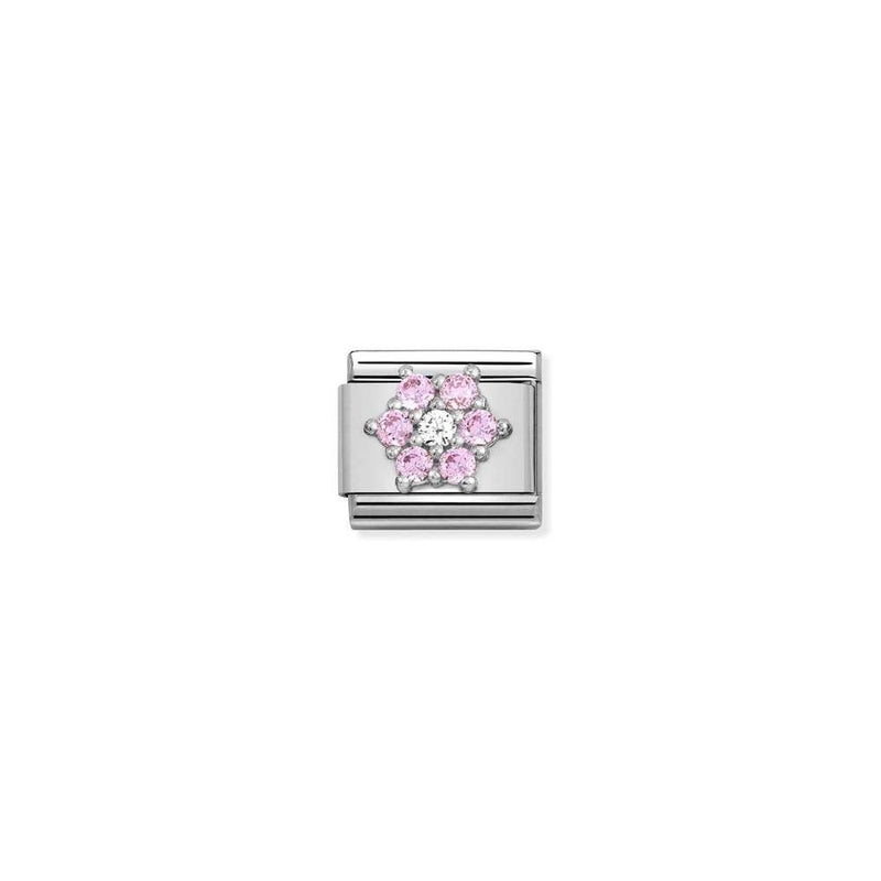 Composable CL SYMBOLS steel, Cz and 925 sterling silver RICH 03 Rose and WHITE flower