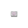 Composable CL SYMBOLS steel, Cz and 925 sterling silver RICH 03 Rose and WHITE flower