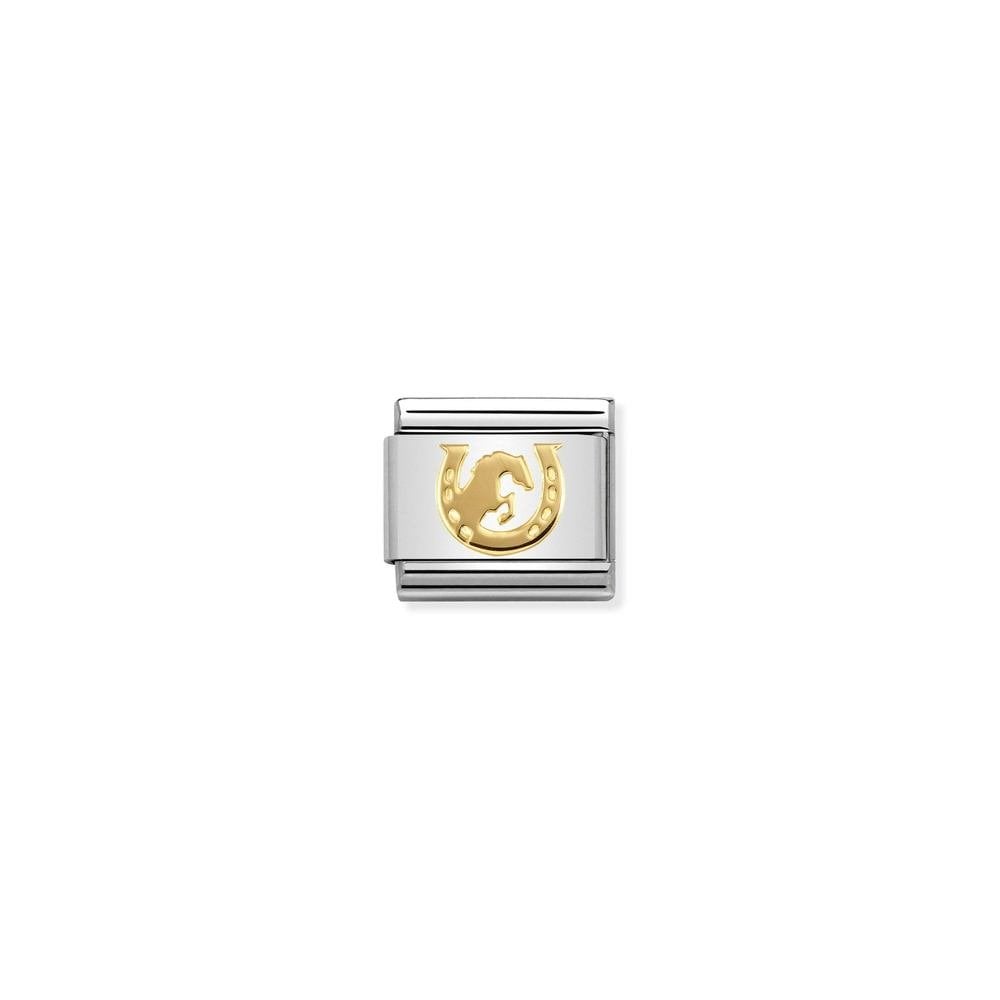 Composable Classic SYMBOLS steel and bonded yellow gold 30 Horse jumping horseshoe