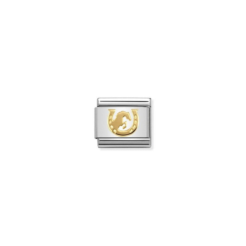 Composable Classic SYMBOLS steel and bonded yellow gold 30 Horse jumping horseshoe