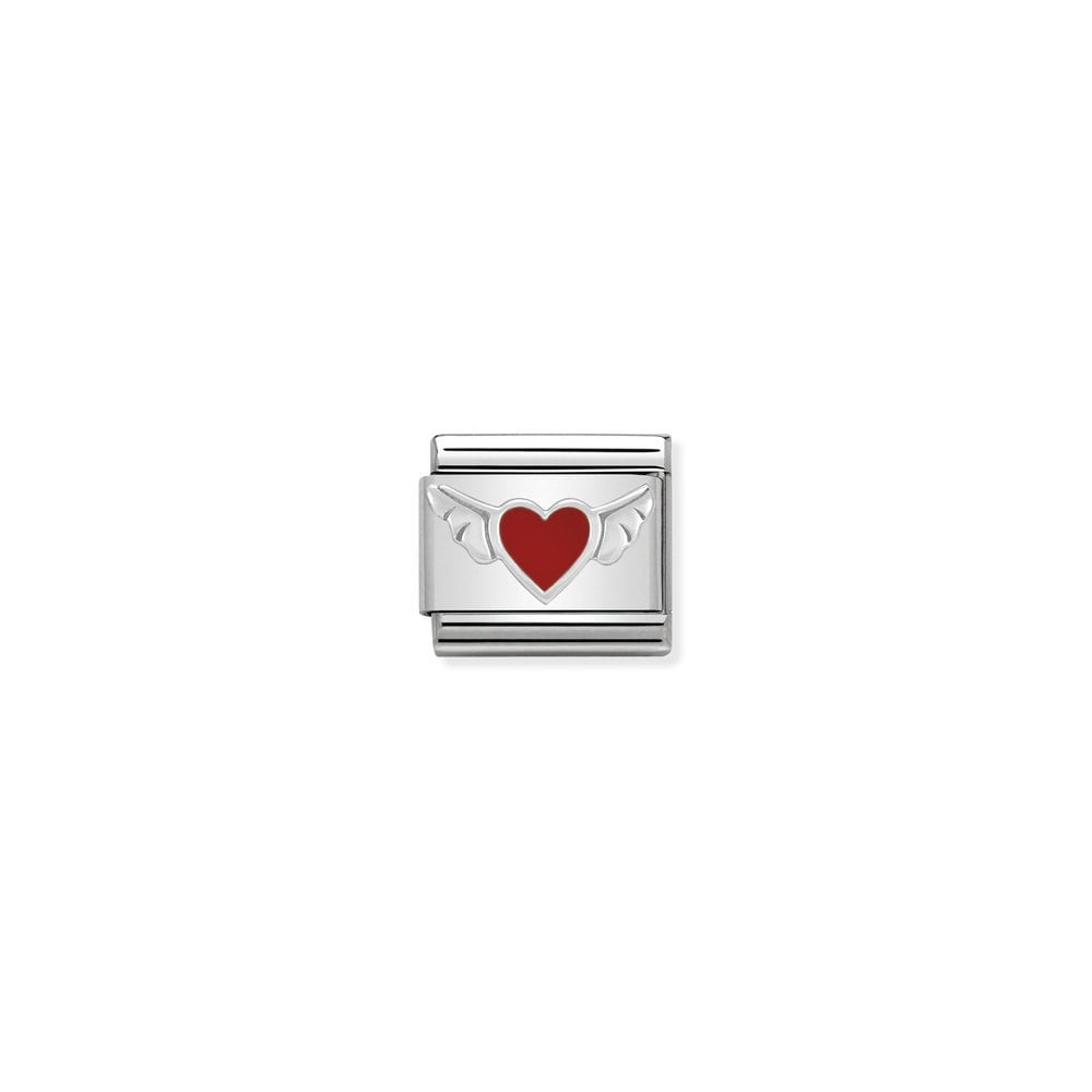 Composable Classic SYMBOLS in stainless steel , enamel and 925 sterling silver 01 Heart with wings
