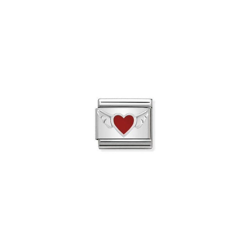 Composable Classic SYMBOLS in stainless steel , enamel and 925 sterling silver 01 Heart with wings