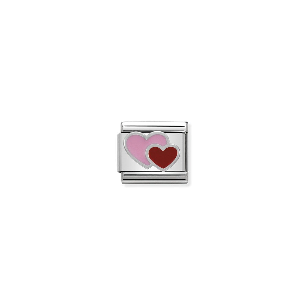 Composable Classic SYMBOLS in stainless steel , enamel and 925 sterling silver 16 Rose and Red double heart