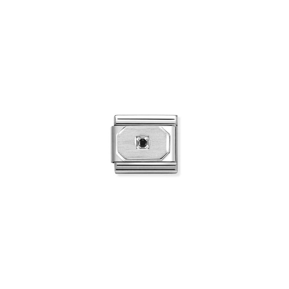 Composable CL  symbols stainless steel , 925 sterling silver, and Cubic zirconia 18 Blunted rectangle BLACK