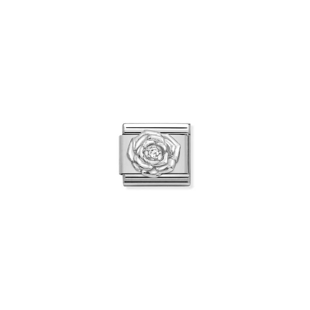 Composable CL  symbols stainless steel , 925 sterling silver, and Cubic zirconia 12 Rose