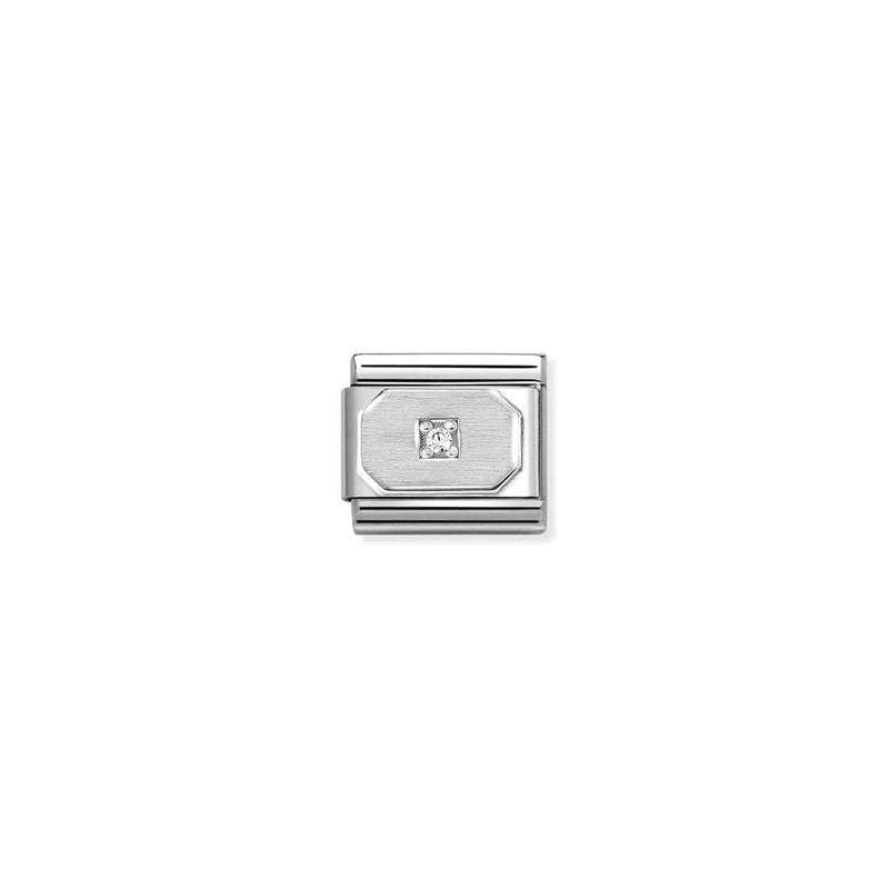 Composable CL  symbols stainless steel , 925 sterling silver, and Cubic zirconia 17 Blunted rectangle WHITE