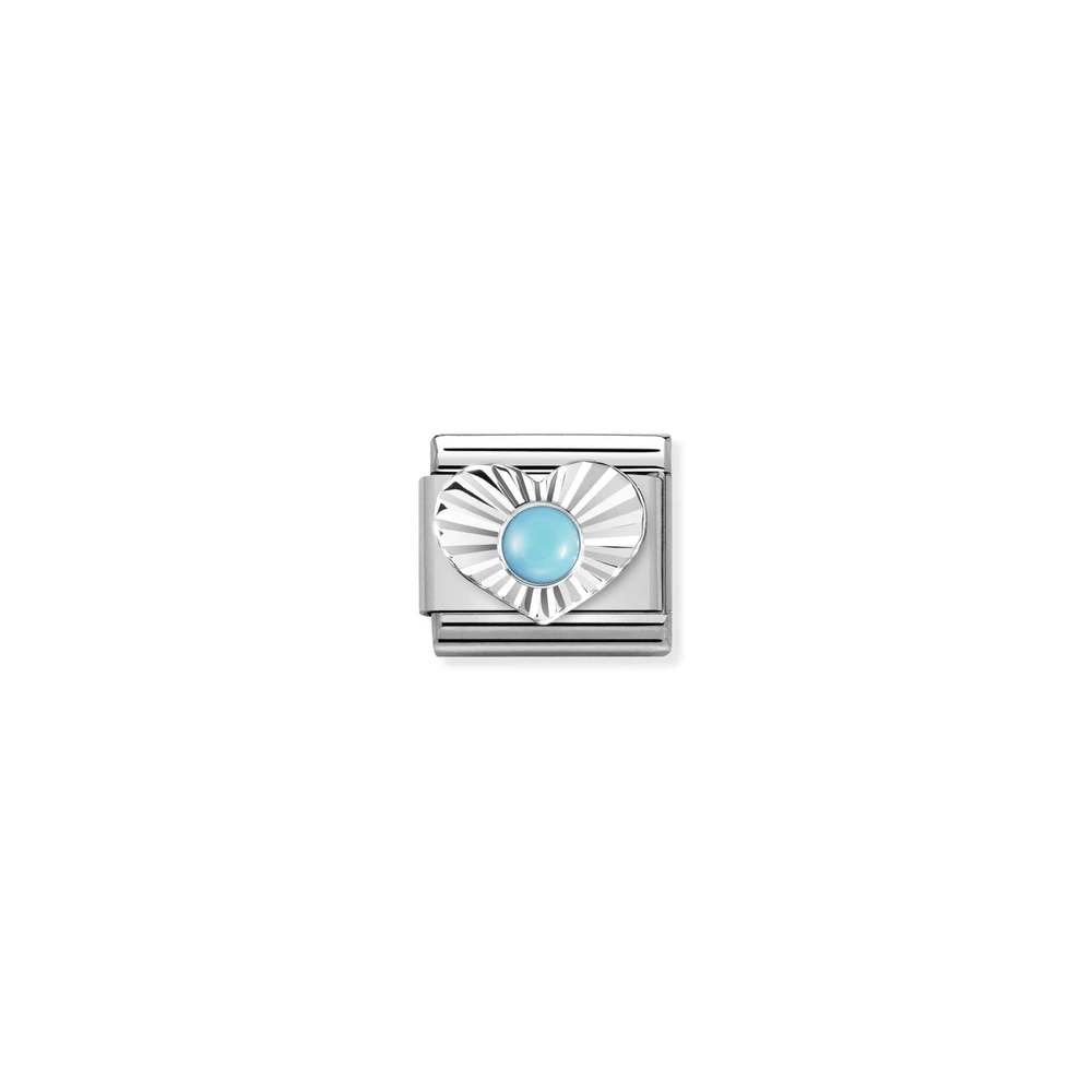 Composable Classic STONES, steel, DIAMOND HEART 925 sterling silver 06 TURQUOISE