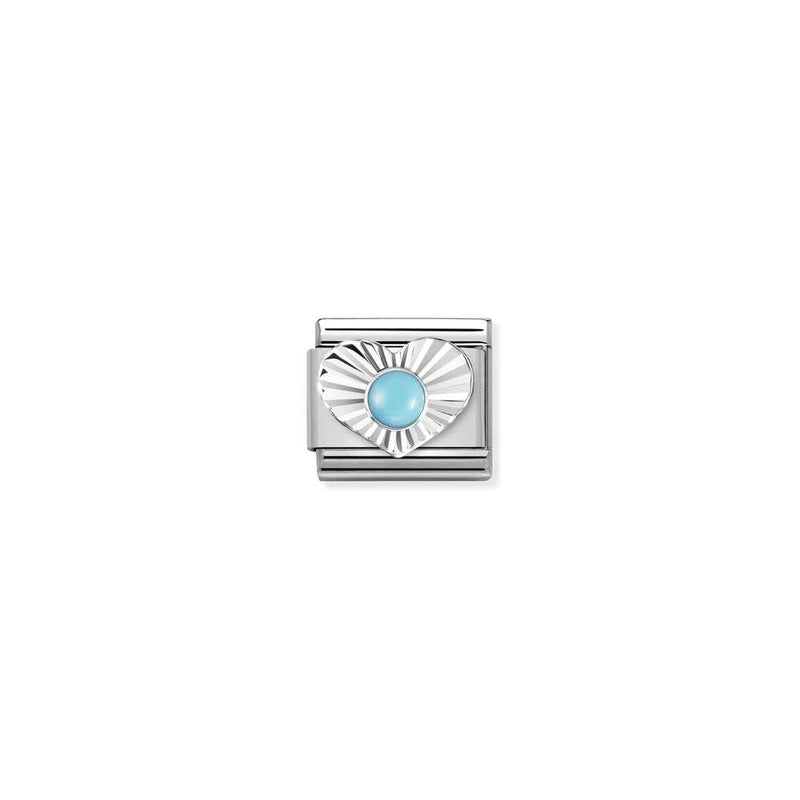 Composable Classic STONES, steel, DIAMOND HEART 925 sterling silver 06 TURQUOISE