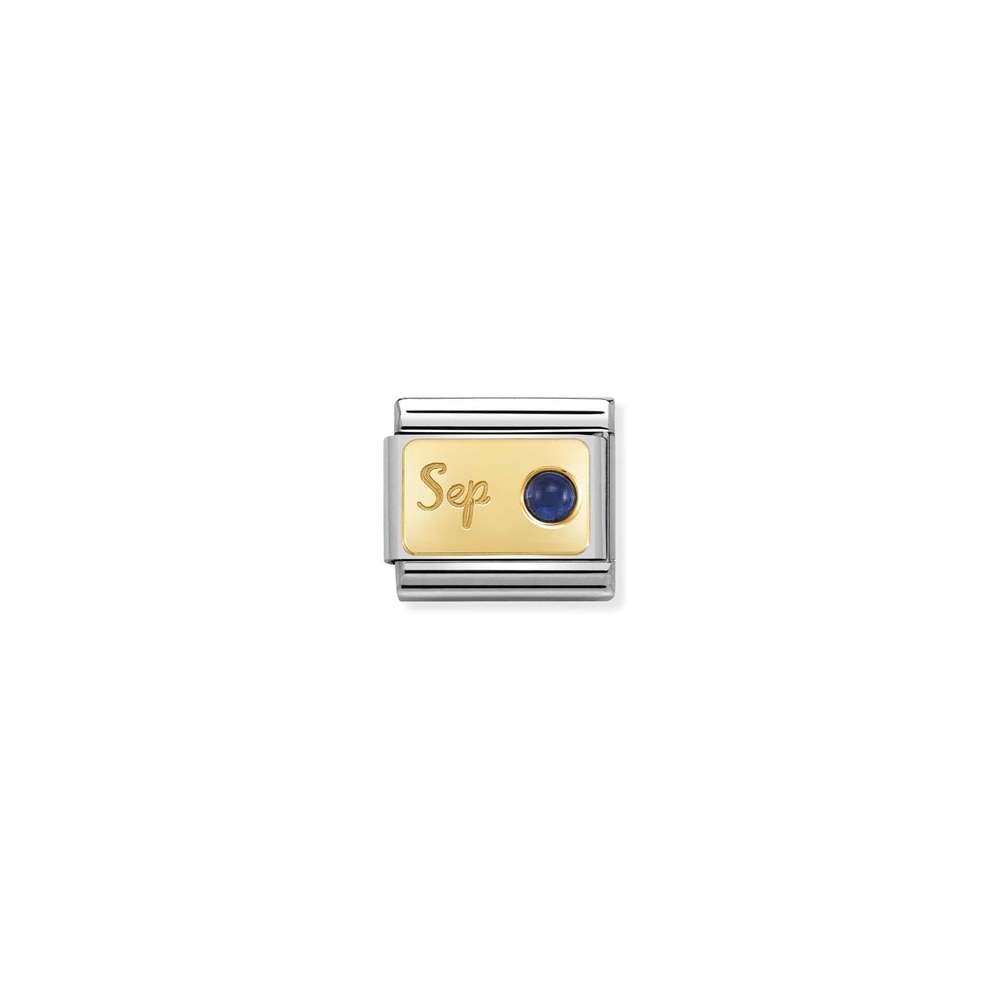 Composable Classic MONTH STONE in steel, stones and bonded yellow gold 09 September SAPPHIRE