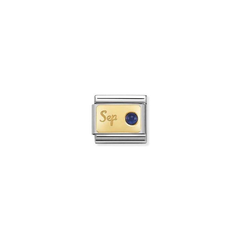 Composable Classic MONTH STONE in steel, stones and bonded yellow gold 09 September SAPPHIRE