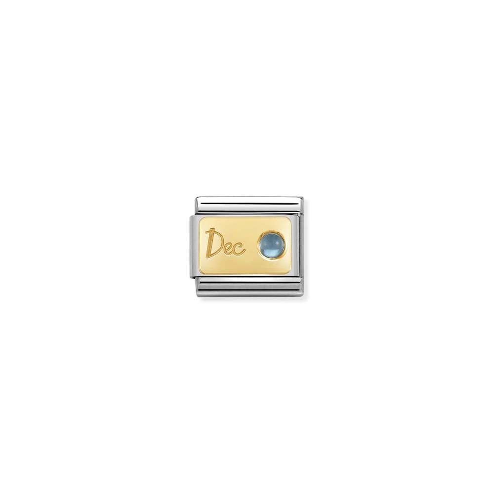 Composable Classic MONTH STONE in steel, stones and bonded yellow gold 12 December LIGHT BLUE TOPAZ
