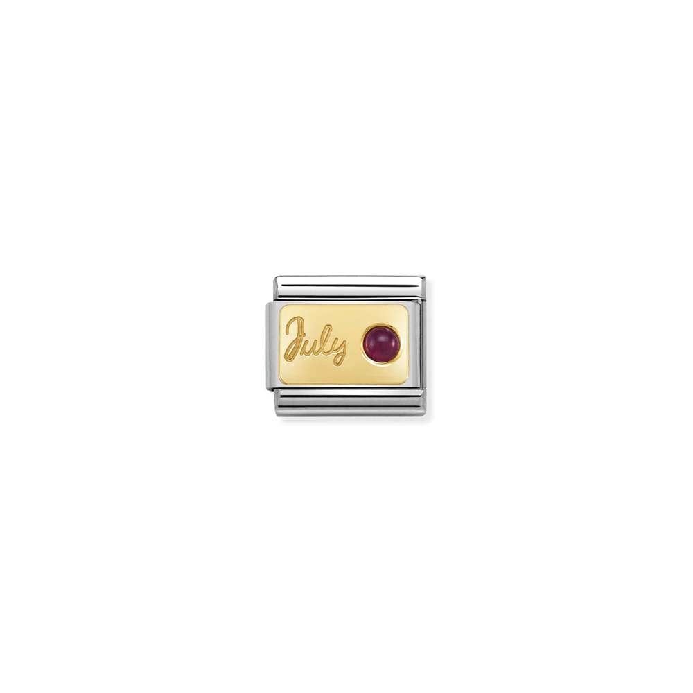 Composable Classic MONTH STONE in steel, stones and bonded yellow gold 07 July RUBY