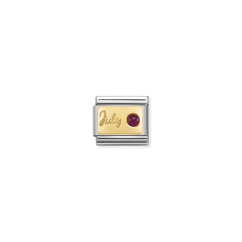 Composable Classic MONTH STONE in steel, stones and bonded yellow gold 07 July RUBY