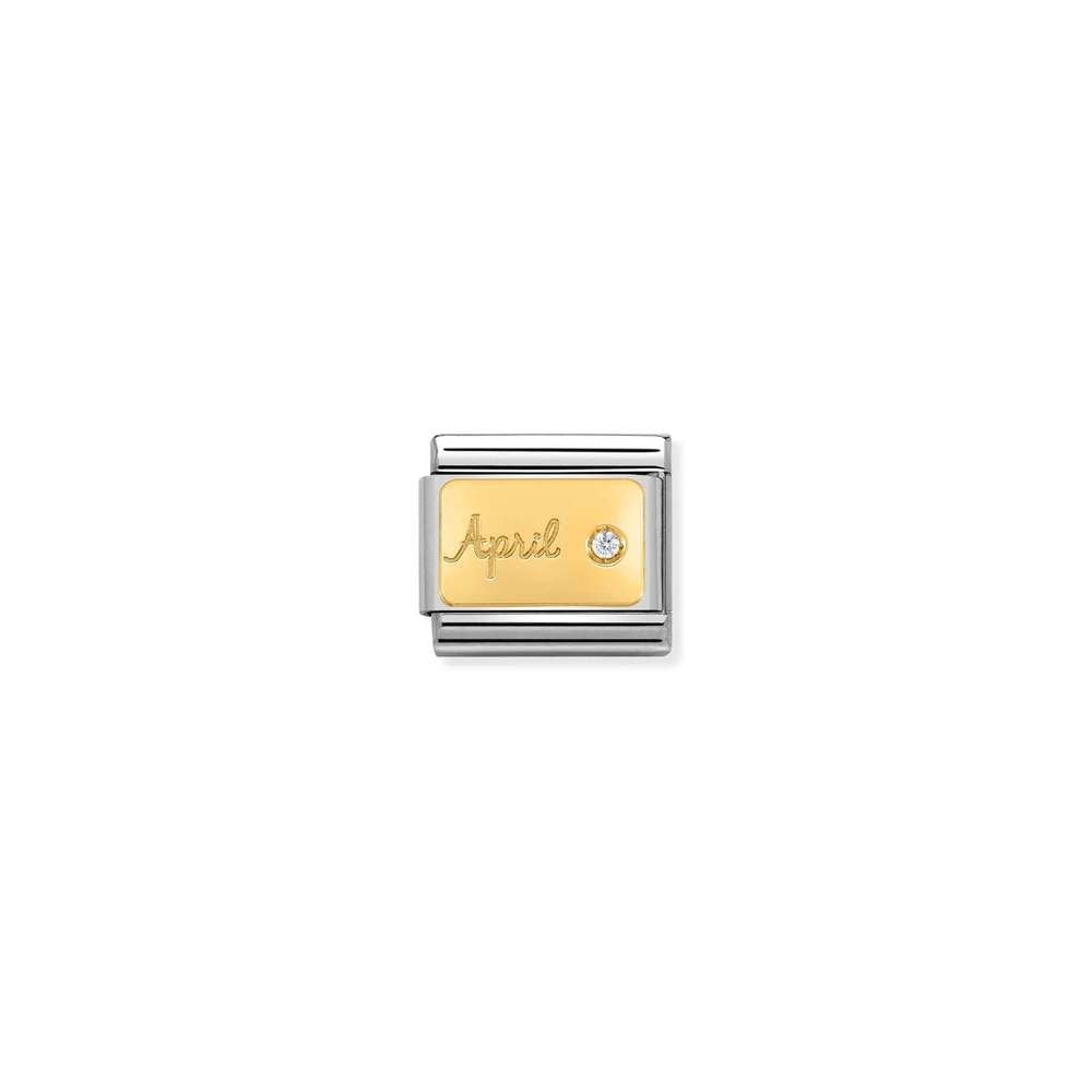Composable Classic MONTH STONE in steel, stones and bonded yellow gold 04 April DIAMOND