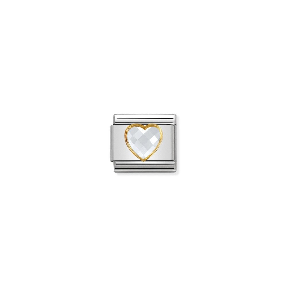 Composable Classic HEART FACETED CZ in steel and bonded yellow gold 010 White
