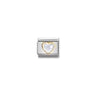 Composable Classic HEART FACETED CZ in steel and bonded yellow gold 010 White