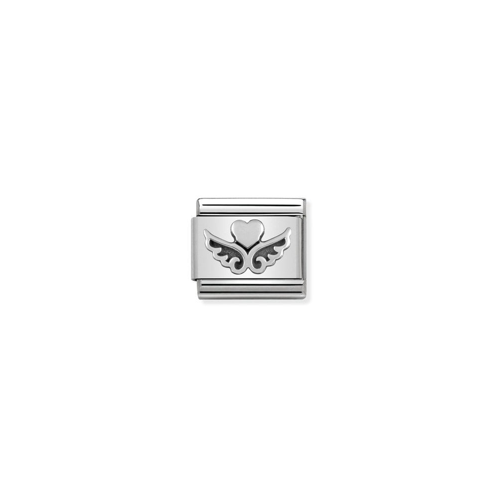 Composable Classic OXIDIZED SYMBOLS in st,steel and 925 sterling silver 13 Heart with wings