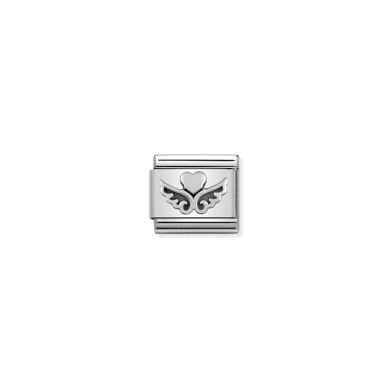 Composable Classic OXIDIZED SYMBOLS in st,steel and 925 sterling silver 13 Heart with wings