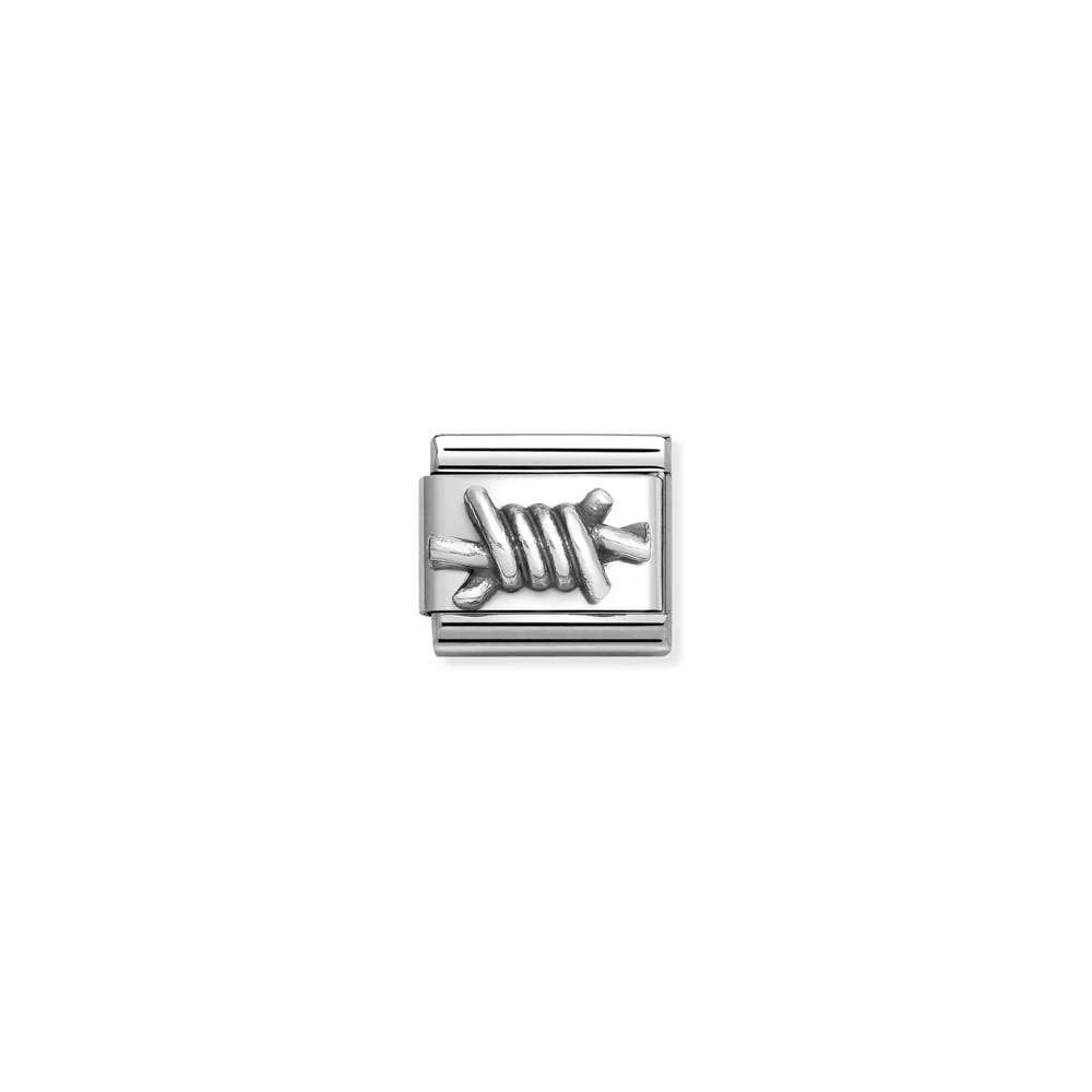 Composable Classic OXIDIZED SYMBOLS in st,steel and 925 sterling silver 66 Barbed wire