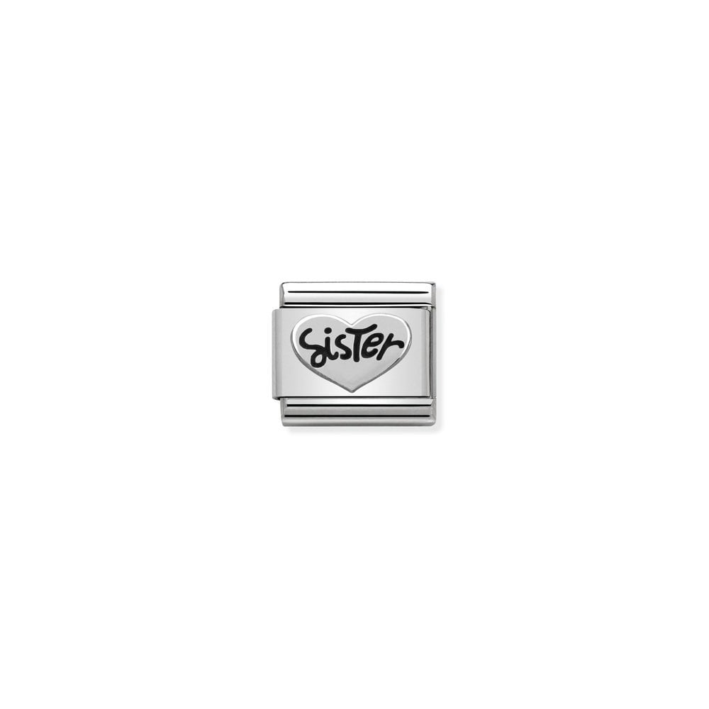 Composable Classic OXIDIZED SYMBOLS in st,steel and 925 sterling silver 11 SISTER Heart